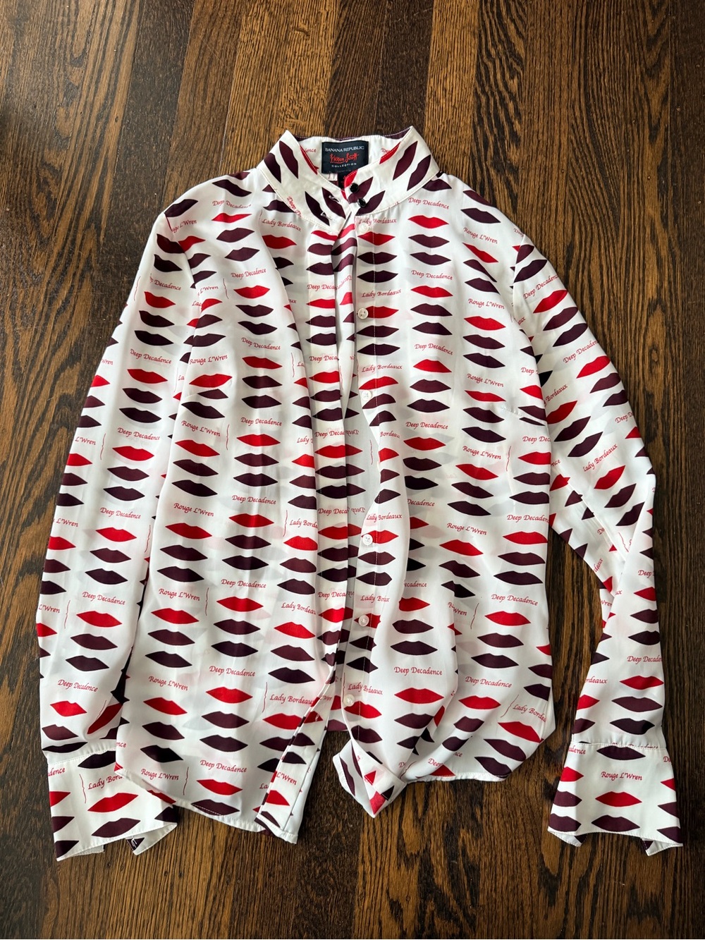 Banana Republic L’Wren Scott White Blouse with Red & Burgundy Lipstick 4